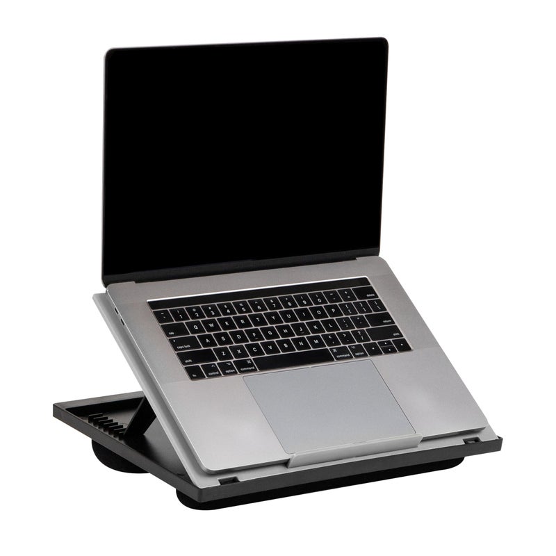 Mind Reader Lap Desk Laptop Stand, Bed Tray, Collapsible, Cushion, Portable, Dorm, Plastic, 14.75" L x 11" W x 7.3" H, Gray - Image 1